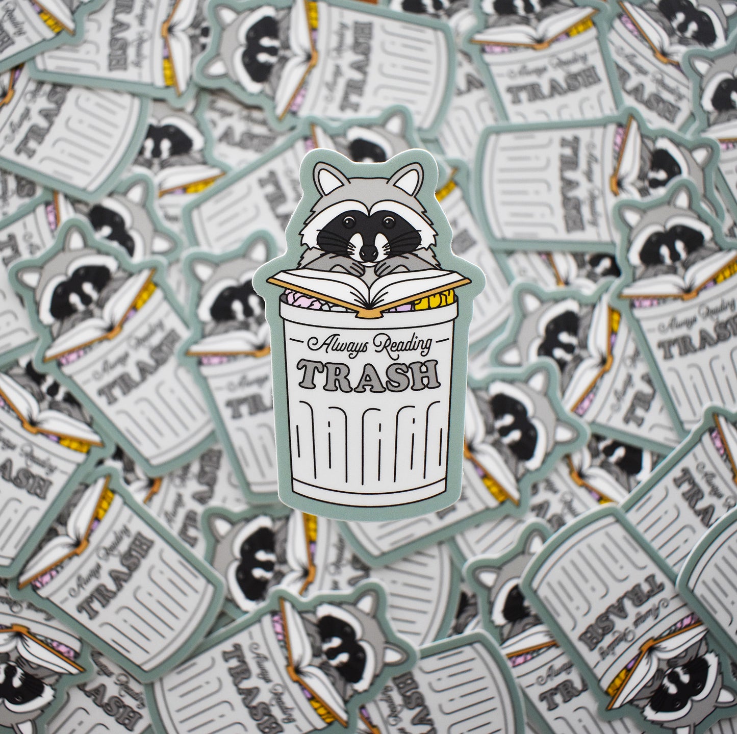 Always Reading Trash Raccoon Sticker