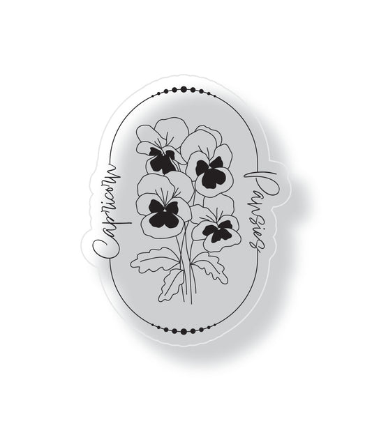 Capricorn Zodiac Flower Sticker