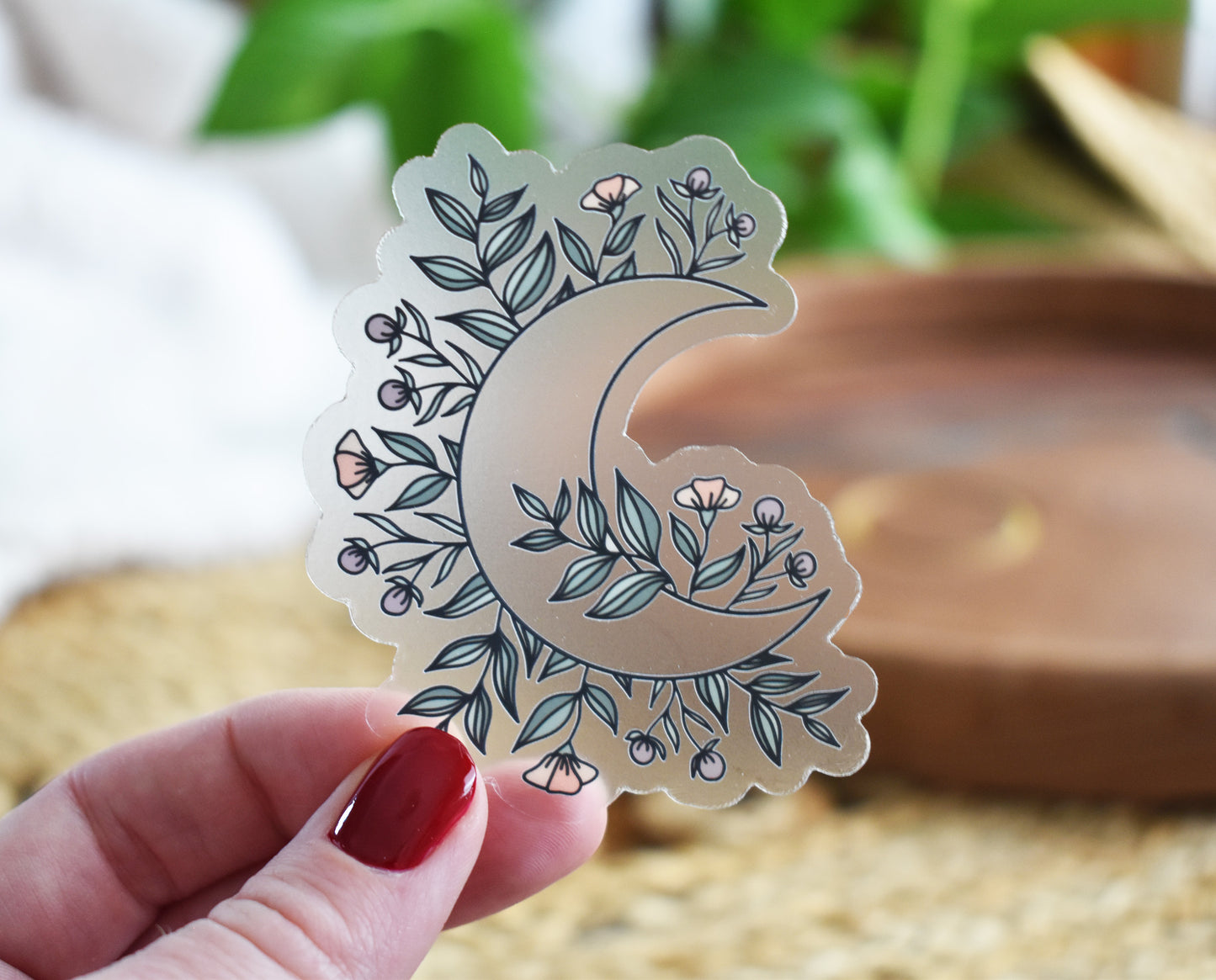 Floral Moon Sticker Clear
