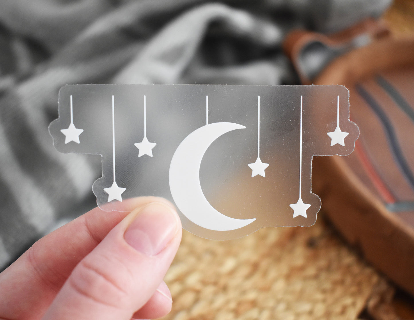 Moon And Stars Sticker Clear