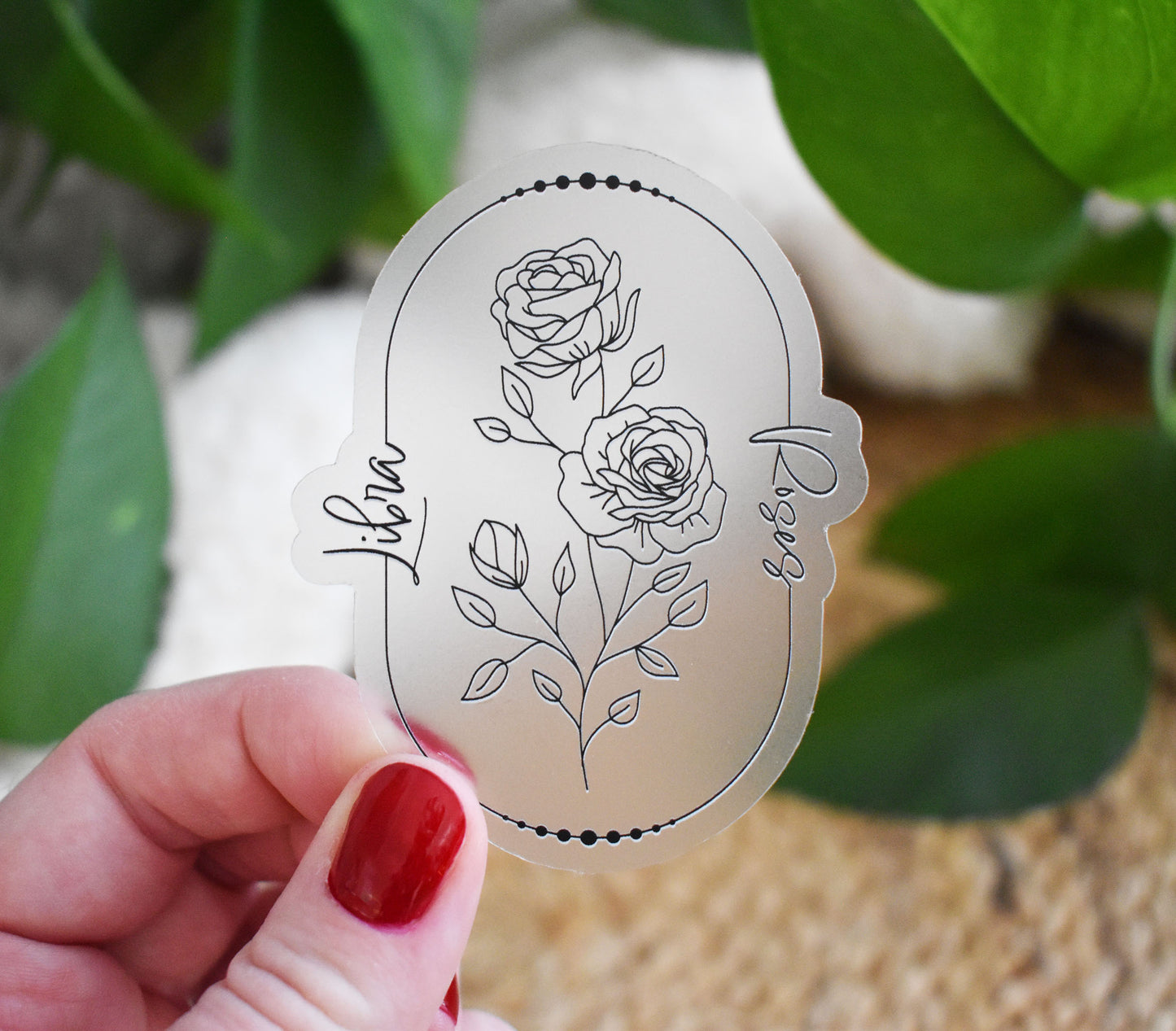 Libra Zodiac Flower Sticker