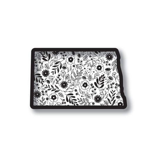 North Dakota Floral Sticker (Clear)