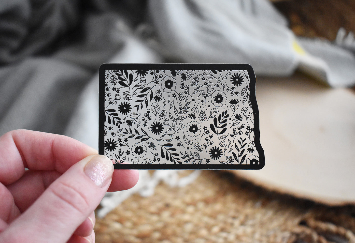 North Dakota Floral Sticker (Clear)