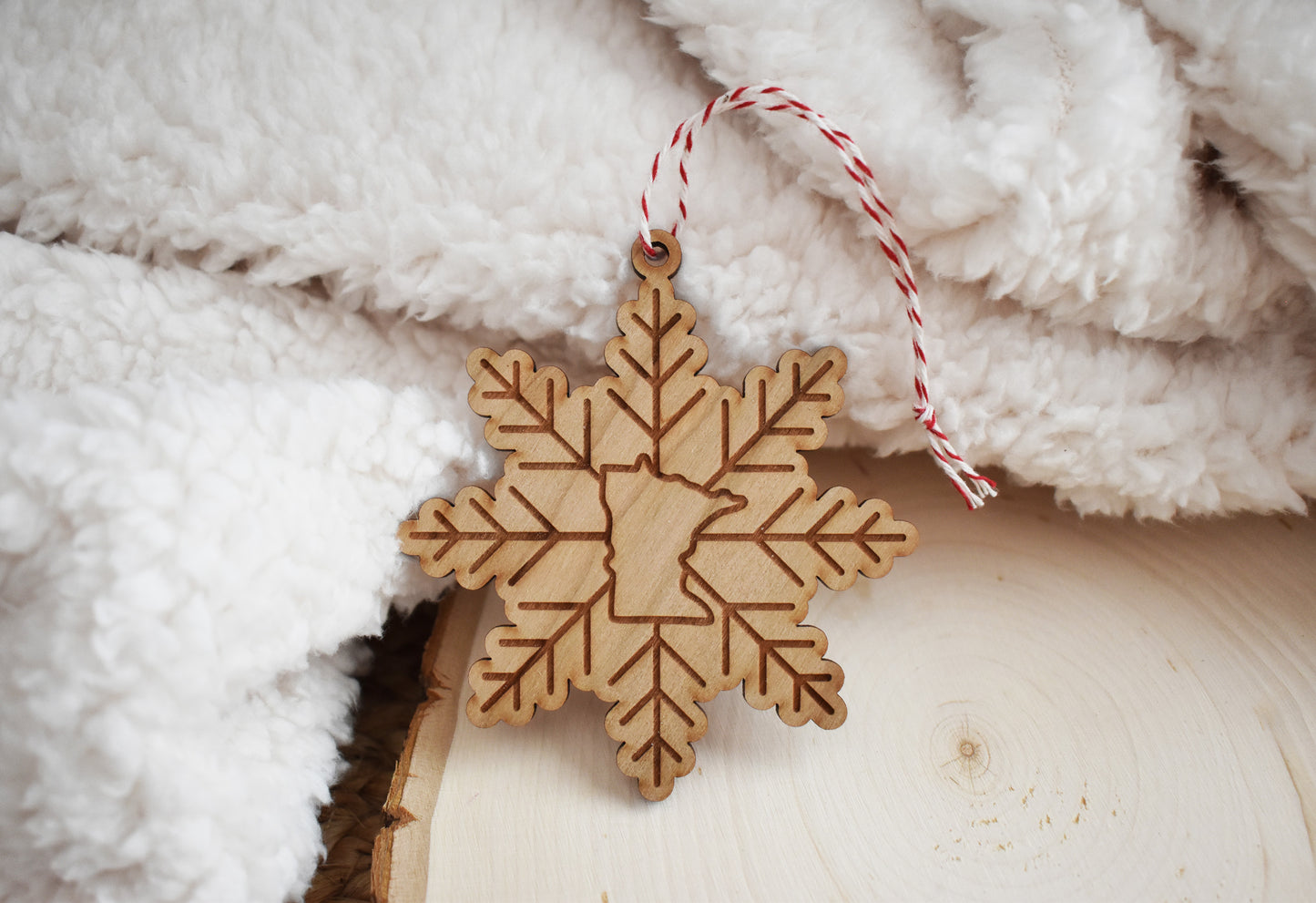 Minnesota Snowflake Wood Ornament