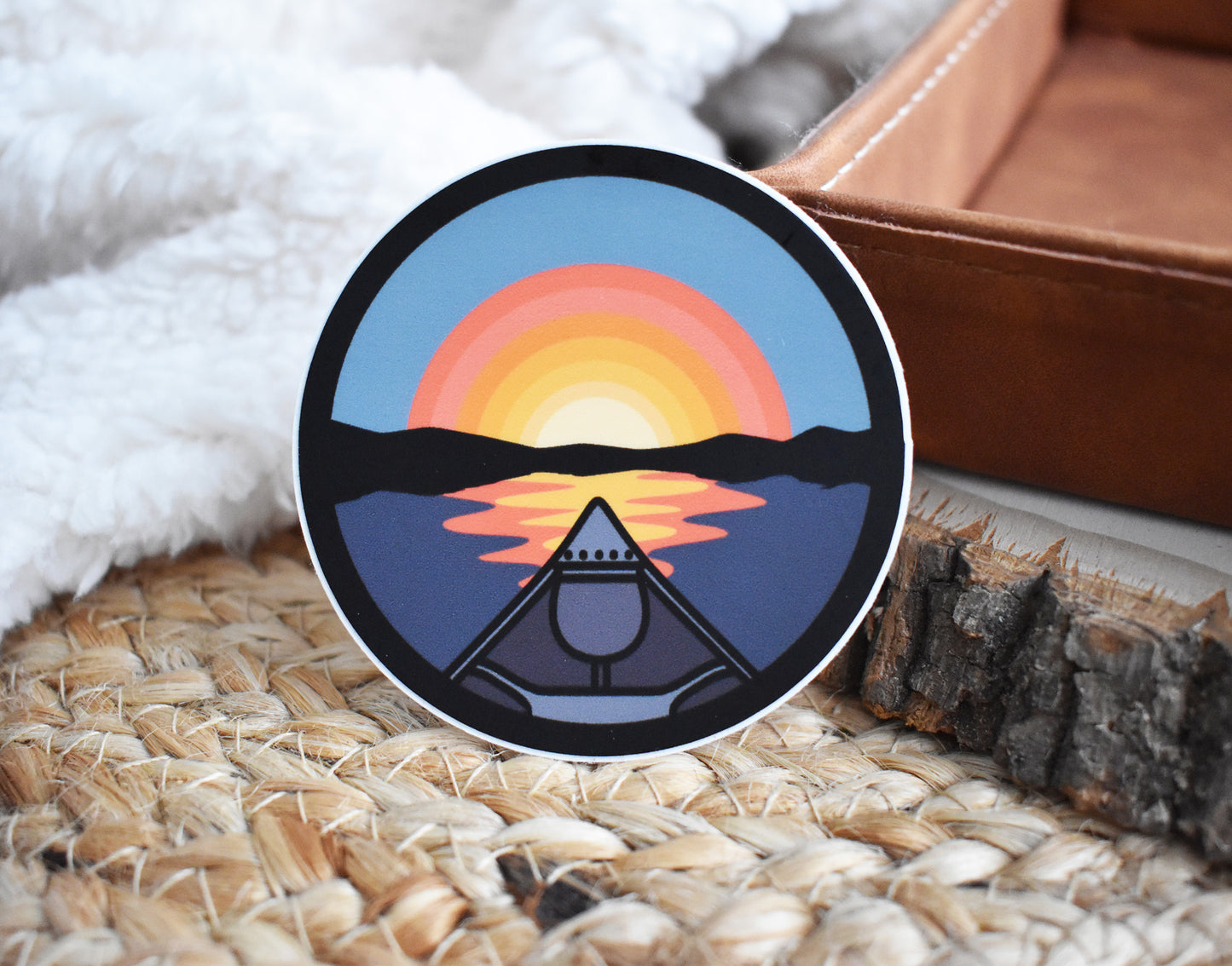 Sunset Canoe Sticker