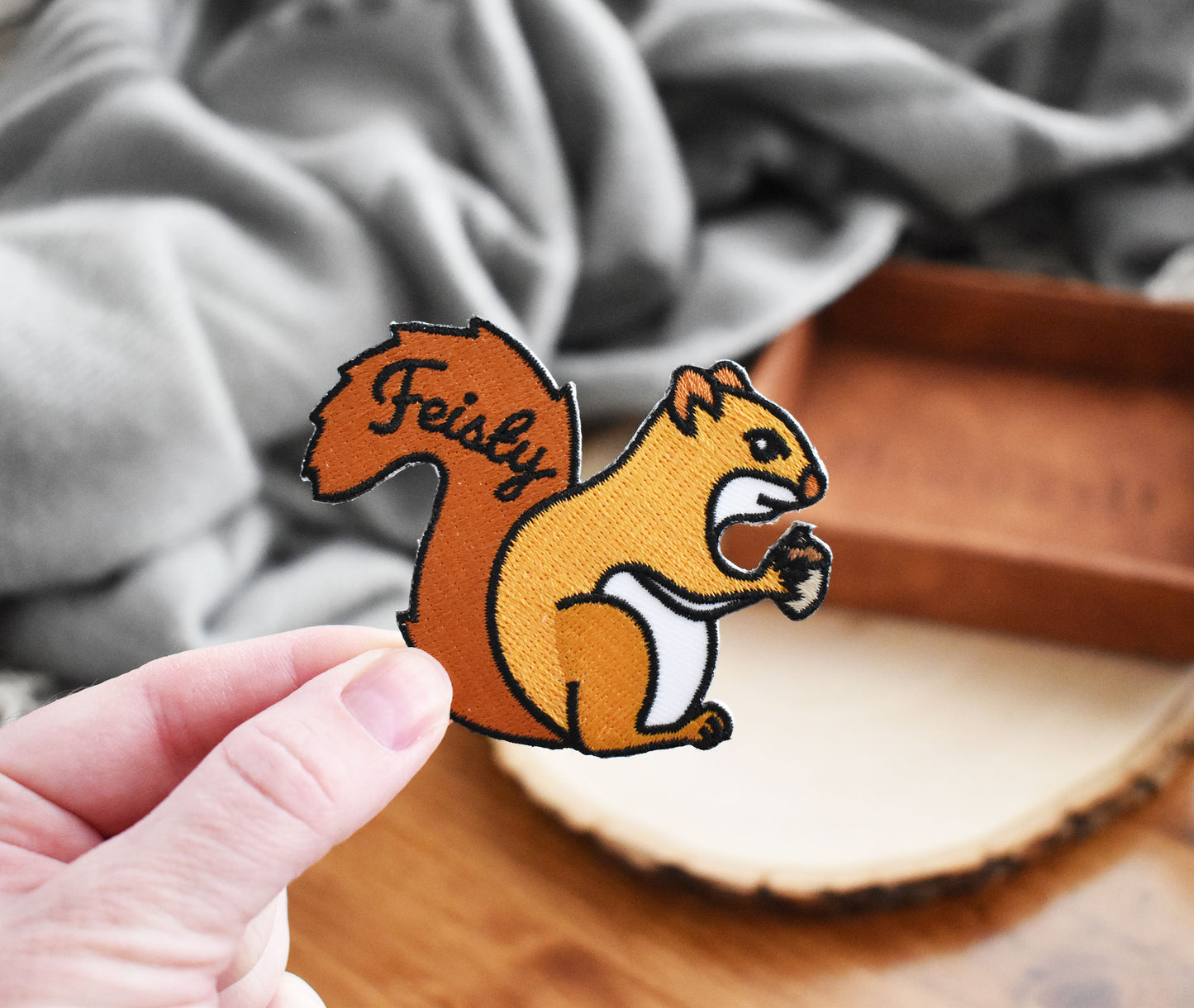 Feisty Red Squirrel Iron On Patch