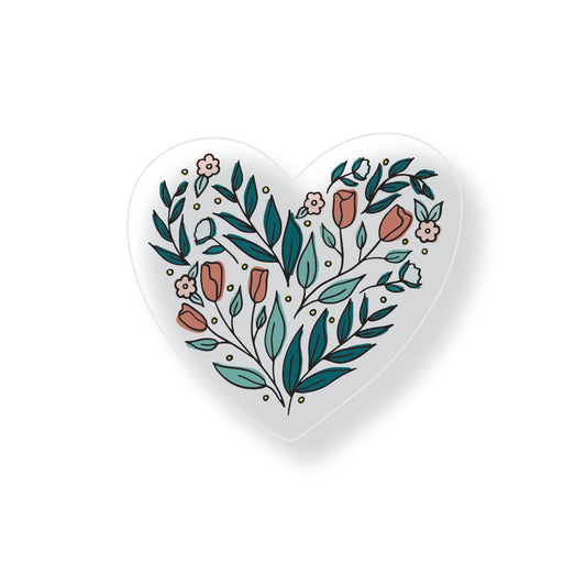 Floral Heart Sticker (Clear)