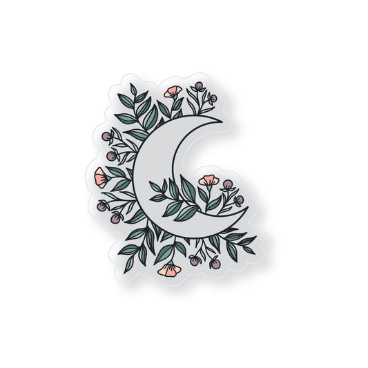 Floral Moon Sticker Clear