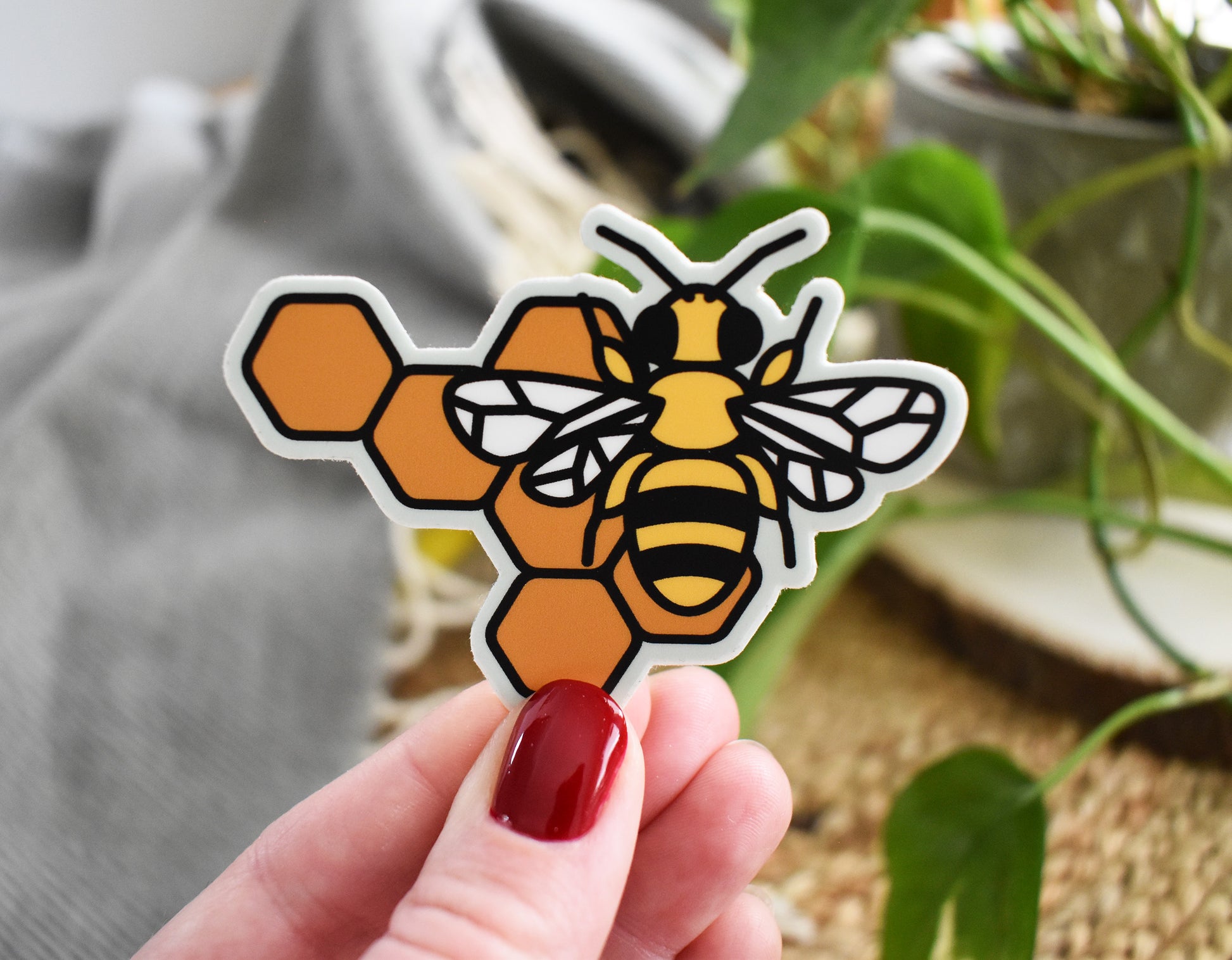 2 Pk Clear Vinyl New Honey Bee Bumper Stickers —mini cards Bridgette Jones  Nature Prints-Bridgette Jones Nature Prints