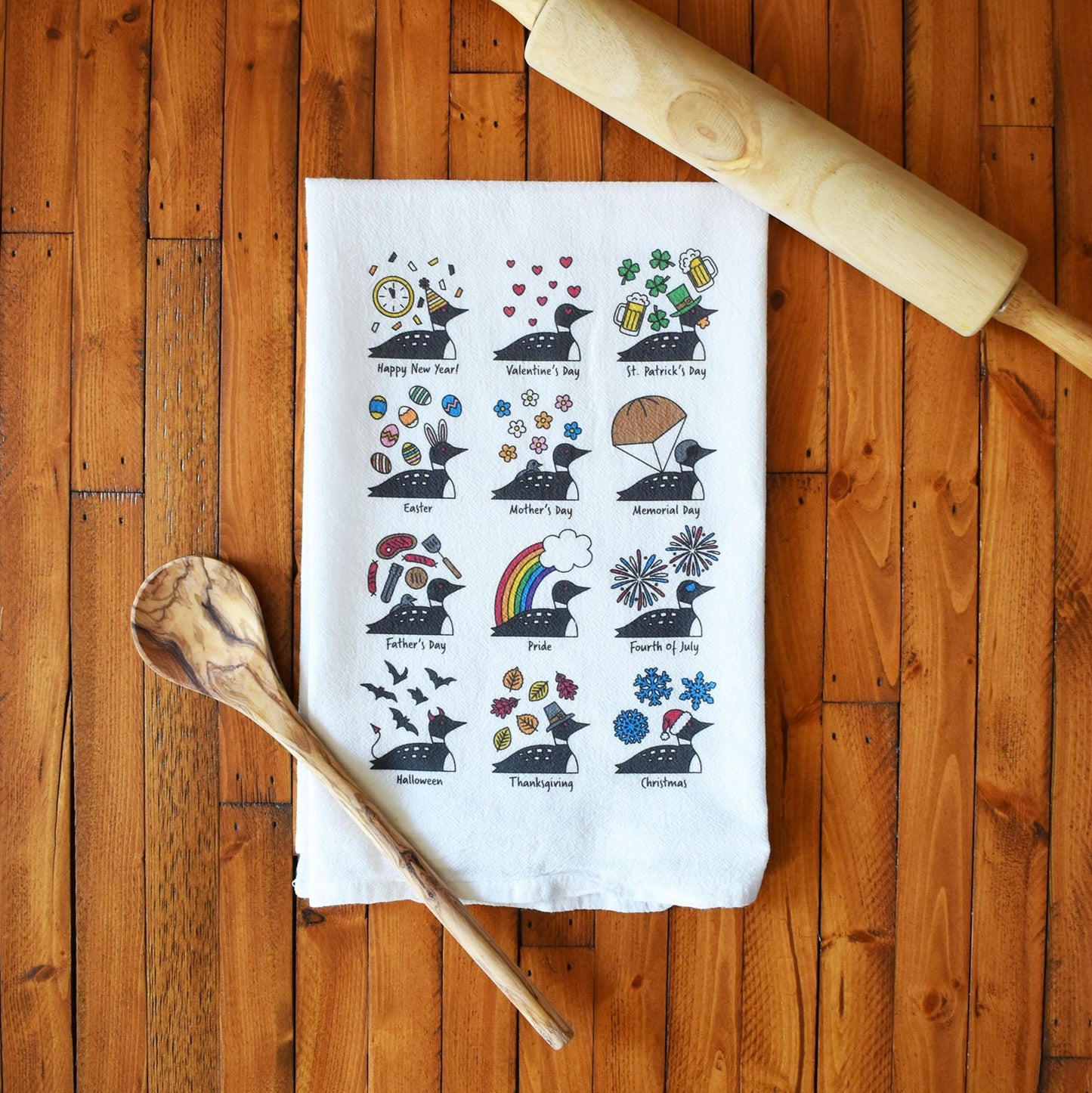 Loon Holiday Tea Towel