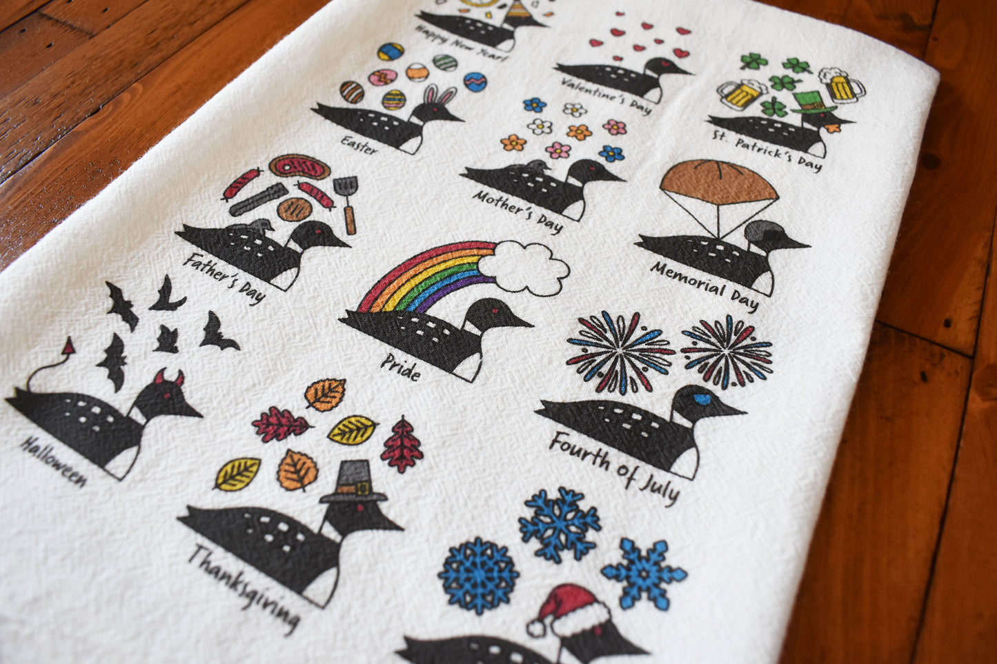 Loon Holiday Tea Towel