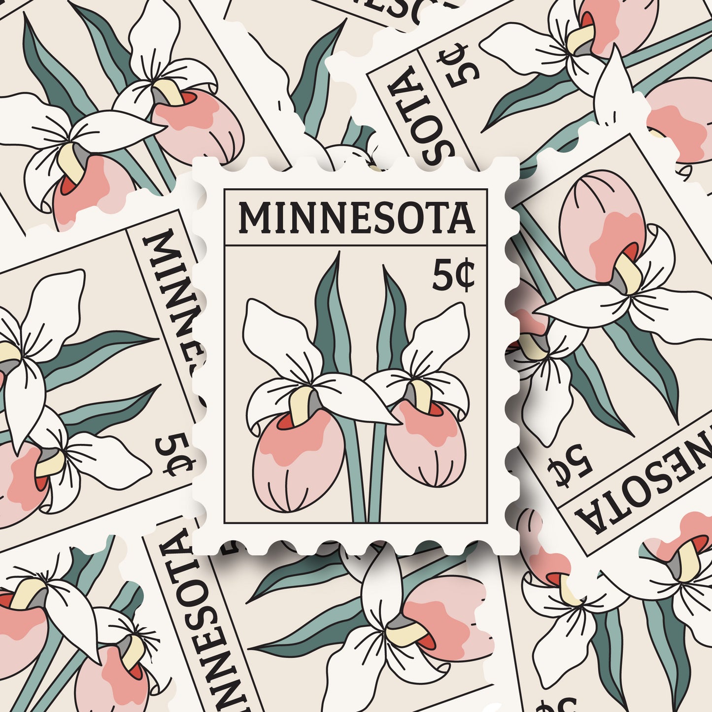 Lady Slipper Stamp Sticker