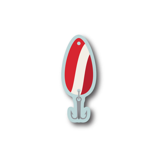 Red And White Spoon Lure Sticker