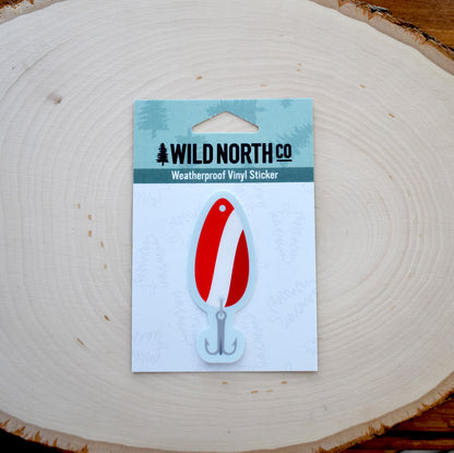 Red And White Spoon Lure Sticker