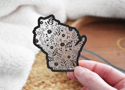 Wisconsin Floral Sticker (Clear)