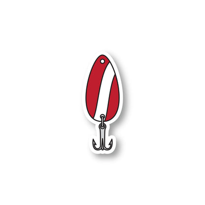 Red And White Spoon Lure Sticker